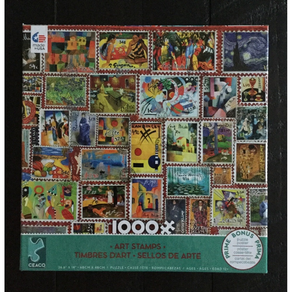 Ceaco Art Stamps Jigsaw Puzzle 1000 Pieces New With Poster New in Box (G)